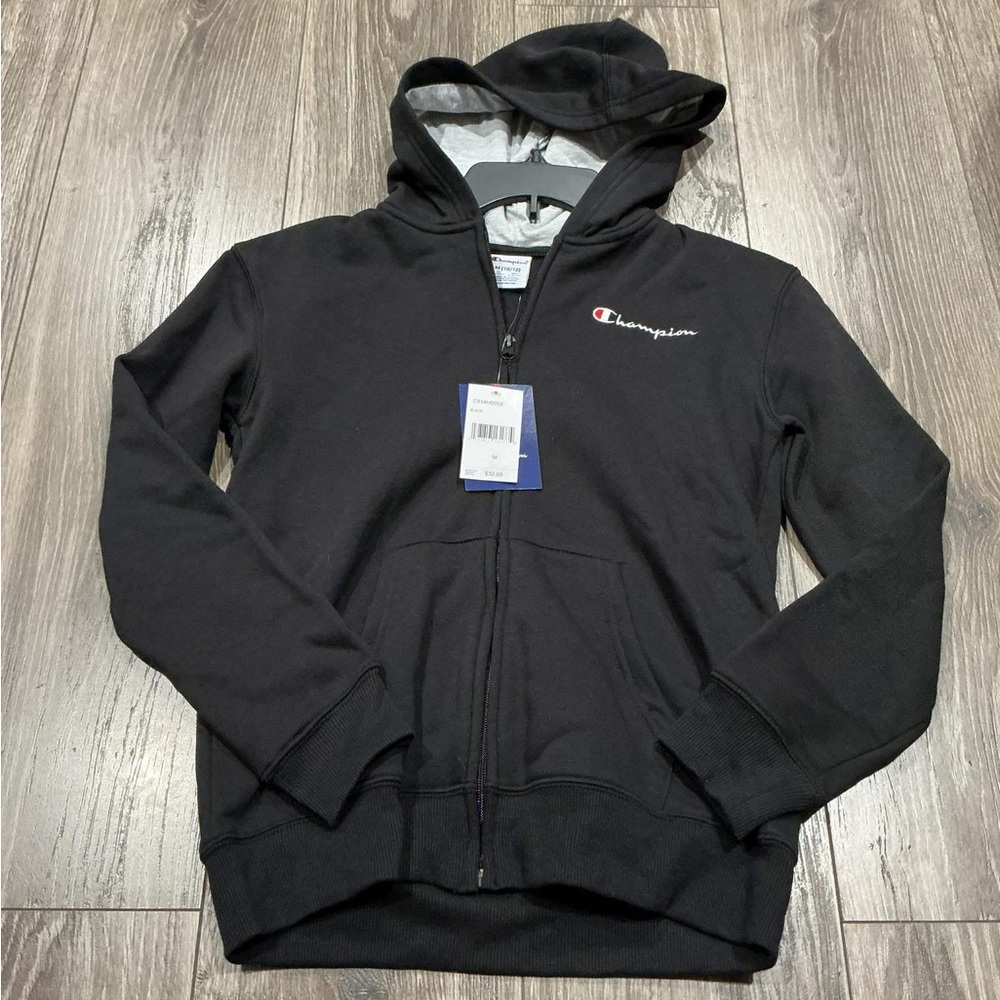 New Champion Kids Black Zip Front Hoodie Jacket